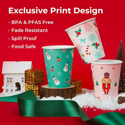 Fit Meal Prep 50 Pack 12 oz Christmas Disposable Coffee Cups, Premium Christmas - Image 3