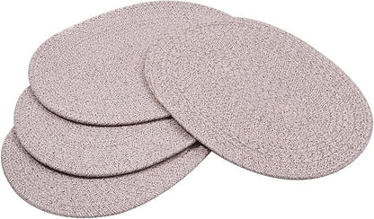 Braided Placemats Set of 6, Cotton Fabric Oval Table Mats Non Slip Washable 16 * 12 inch Oval Place Mats, 6 Pack Mix Brown Rope Woven Placemats