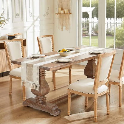 Macrame Style Bicolor Stitching Table Runner 14x48in Taupe | Woven Boho Table - Image 2