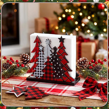 Buffalo Check Christmas Tree Napkin Holder - Image 4