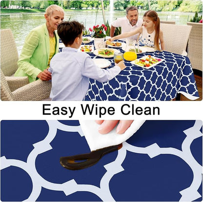 Smiry Rectangle Table Cloth Cover, Waterproof Vinyl Tablecloth with Flannel Backing for Rectangle Tables, Wipeable Spillproof Plastic Tablecloths for Dining, Camping and Indoor (60"x120", Navy)
