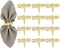ALPHA Living HOME Napkin Rings, Napkin Ring Set of 12, Napkin Holders for Dining Table Settings Thanksgiving Metal Serviette Ring Rustic Table Décor for Weddings, Parties, and Everyday Use (Gold)