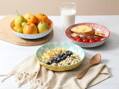 Selamica Porcelain 26 Ounce Pasta Bowls Set of 6, 8 inch Wide and Shallow Salad - Image 3