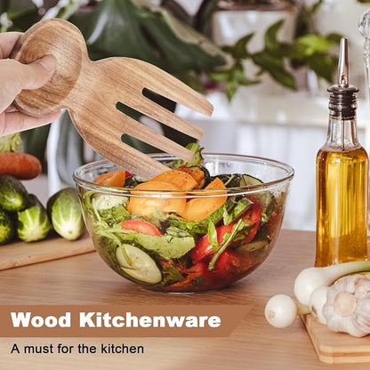 MYRAINBOW Salad Tongs, Acacia Wooden Salad Tongs, Wooden Salad Serving Utensils - Image 4