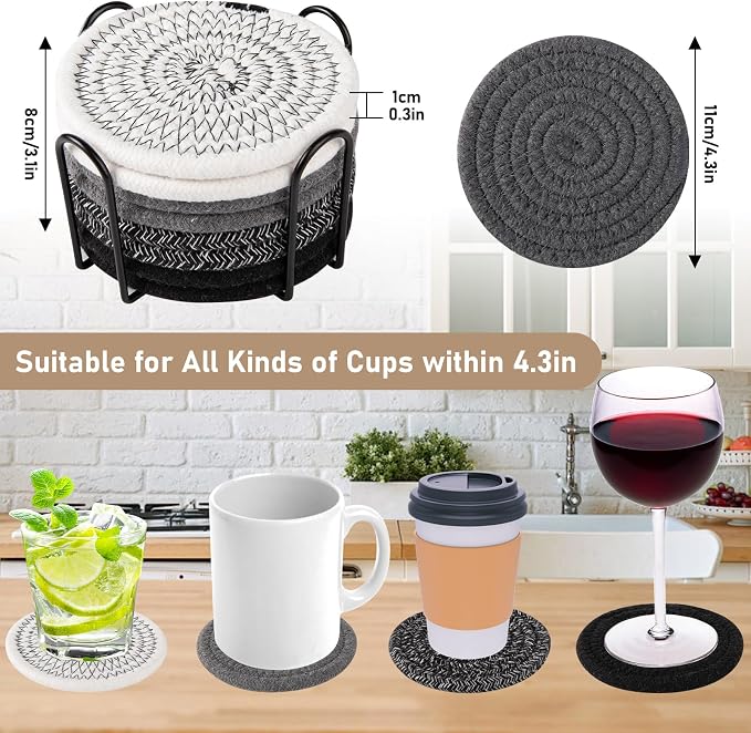 OIAHOMY 8 Pcs Coasters with Holder - Image 2
