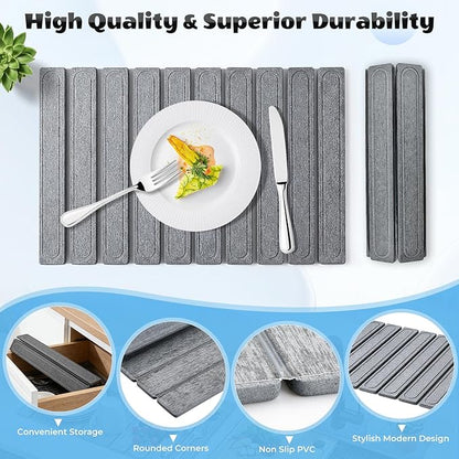 2 Pack Large Stone Dish Drying Mat for Kitchen Counter, Collapsible Quick Drying Dish Mats, Water Absorbing Diatomaceous Earth Drying Pad for Kitchen Countertop Bottles Utensils Cups Bathroom Sink