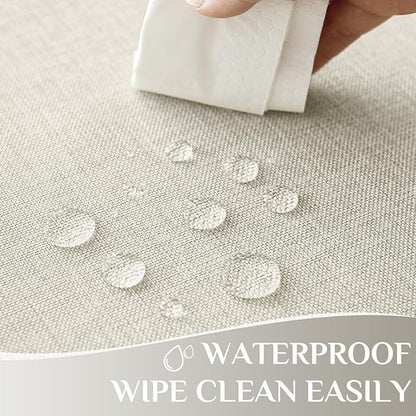 Softalker Extra Lang Tablecloth Rectangular 60 x 144 inch Cream Faux Linen Tablecloth Outdoor Waterproof Stain and Wrinkle Resistant Table Cover for Spring Easter Party Picnic Decor Vintage Tabletop