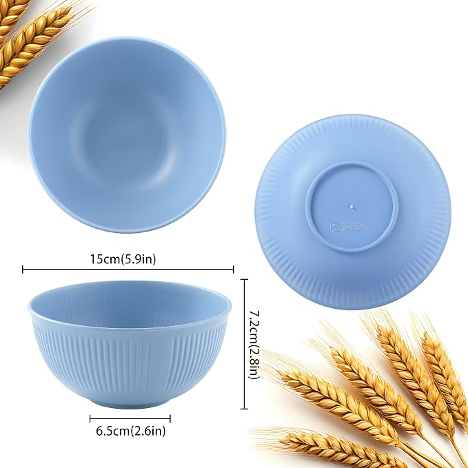 8PCS Cereal Bowl, Unbreakable 24 OZ Wheat Straw Cereal Bowls, Kitchen Bowls - Image 2