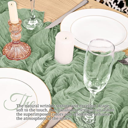 8 Pack Sage Green Table Runner 17 x 108inch Cheesecloth Table Runner Boho Gauze - Image 4