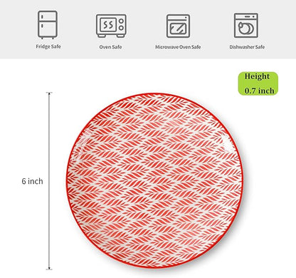 Selamica Ceramic Dessert Plates Set of 6, 6 Inch Mini Dinner Plates for Cake Snacks Side Dish, Microwave & Dishwasher Safe