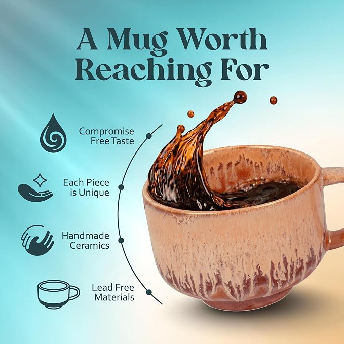 NOVA CERAMICS Pottery Style Coffee Mug - 16 oz Ceramic Mug - Jupiter | Artisan - Image 3
