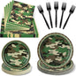 100 Pcs Disposable Camouflage Party Tableware Set by Unknown