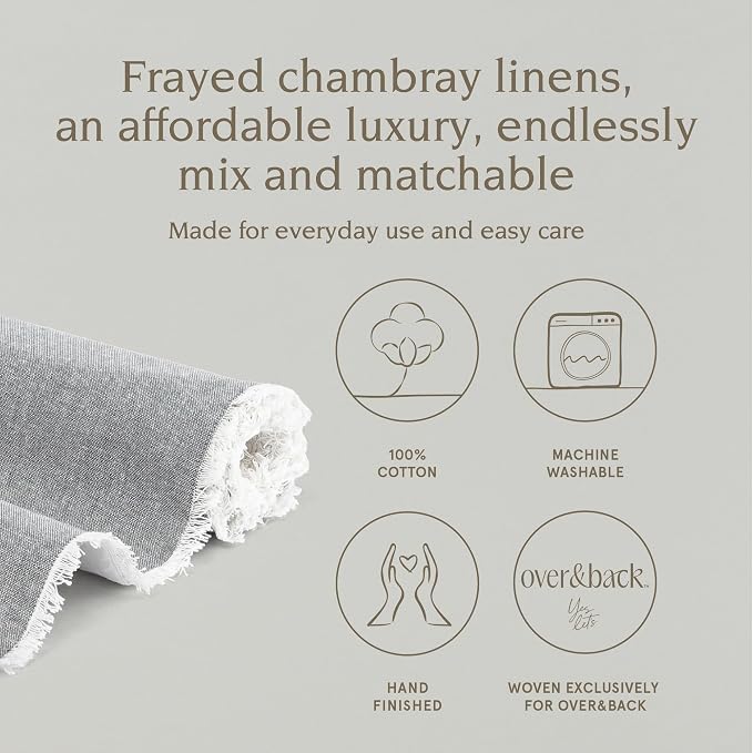 Over&Back 18x90 Woven Frayed Chambray Cotton Table Runner - Image 2
