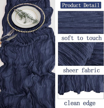 8 Pack Navy Blue Cheesecloth Table Runner 20 x 120 inch Gauze Table Runners 10 - Image 4