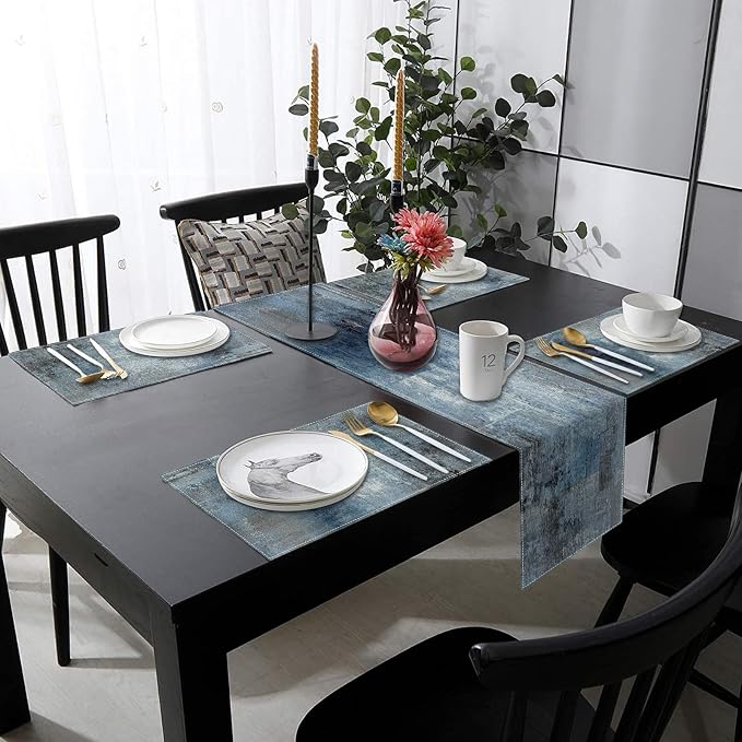 Emvency Table Runner and Placemats Set of 6, Abstract Modern Vintage | Painting - Image 7