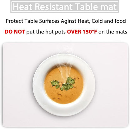 Wipeable Placemats Leather Table Mats Waterproof Heat-Resistant Easy to Clean for Dining Table Set Kitchen Table (2, White)