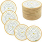 5 Pack Bamboo Wood Drink Coasters, Absorbent, 4.3 Inch Round Coasters for Coffee Tables, Kitchen, Farmhouse, and Office (White Series)