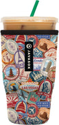 Sok It JavaSok Iced Coffee & Cold Soda Insulated Neoprene Cup Sleeve (World Traveler, Large: 30-32oz)