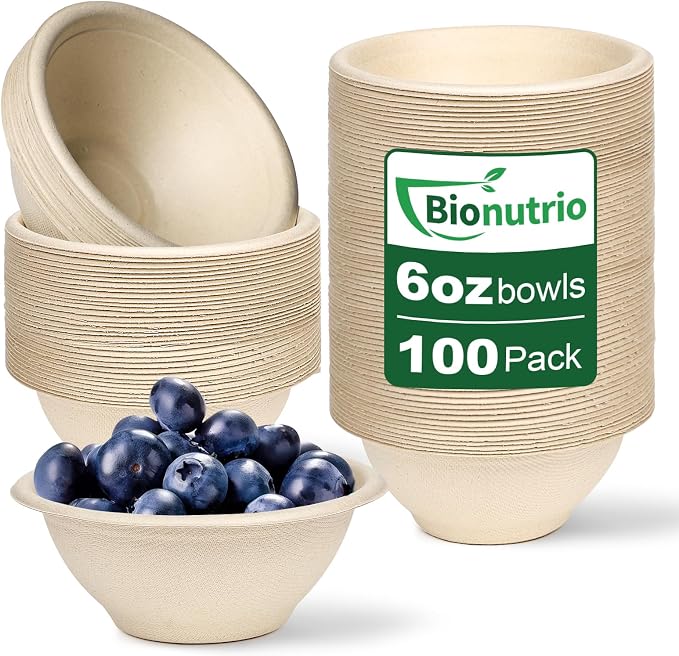 Small Paper Bowls 6 oz, 100 Pack Biodegradable Compostable | Biodegradable by HOME