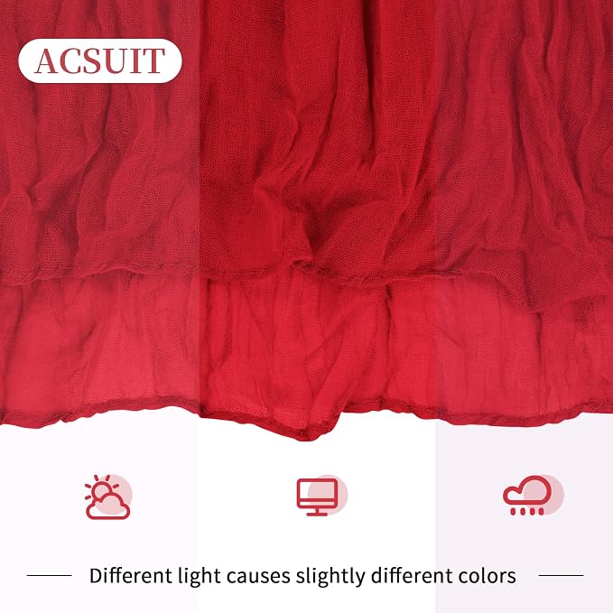 8 Pack Red Cheesecloth Table Runner 20 x 120 inch Gauze Table Runners 10 FT Long - Image 6