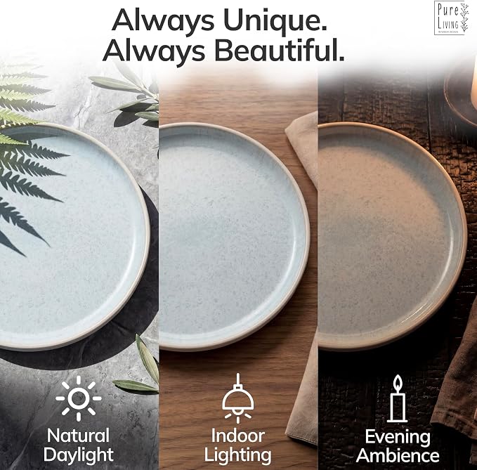 Stoneware dinnerware set 4 persons 16 pcs – Modern style plates and bowls set - Image 7