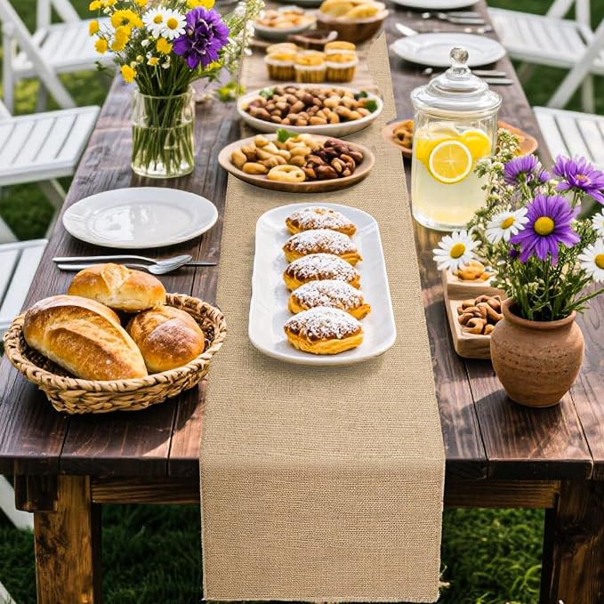 13 Pack Burlap Table Runners 12 x 108 Inches Farmhouse Jute Runner Rustic - Image 5