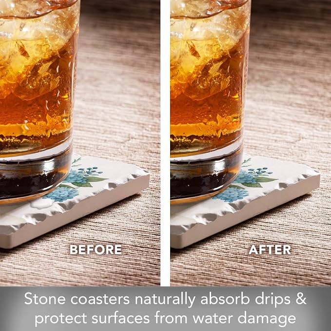 Thirstystone Mason Jar Florals 4 Pack Absorbent Tumbled Tile Stone Coasters | - Image 4