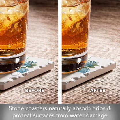 Thirstystone Mason Jar Florals 4 Pack Absorbent Tumbled Tile Stone Coasters | - Image 4