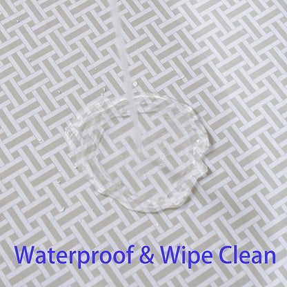 Walrus Round Vinyl Fitted Tablecloth with Flannel Backing Elastic Edge Design Table Cover Waterproof Oil-Proof PVC Table Cloth Stain-Resistant Best for 37"-44" Round