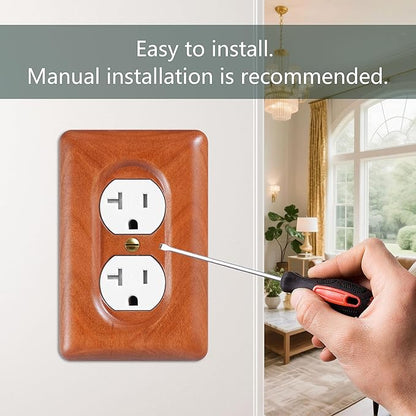 Cherry Wood Outlet Cover Single Duplex Decorative Wall Outlet Cover Solid Wood Quality Design Elegant Home Decor