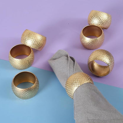 Napkin Rings Set of 12 Metal Napkin Holder Buckles Round Serveitte Rings for Fall Thanksgiving Christmas Dinner Table Decor Wedding Banquet Party Easter (Gold) - ALPHA Living HOME