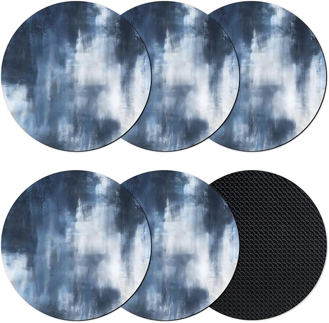 Ombre Dark Blue Coasters Set of 6, Absorbent Coasters by Unknown