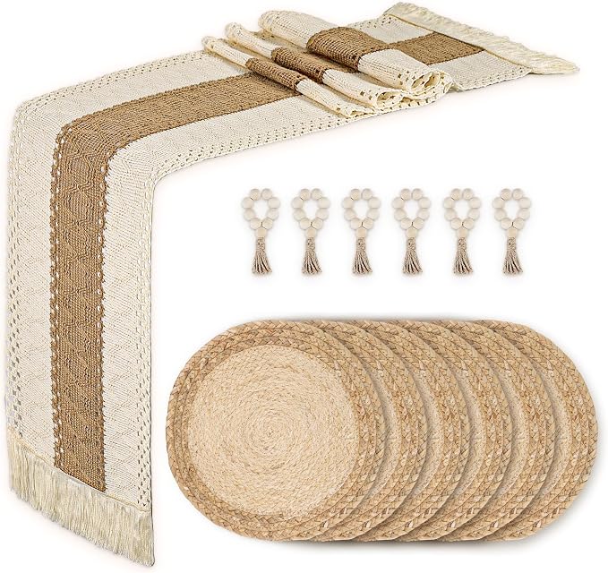 Placemats Set of 6, Natural Round Placemats by Zology