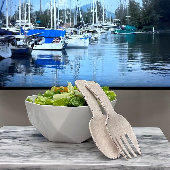 UPware Crackle Melamine Salad Servers, Serving Utensil Set, Includes Serving - Image 4