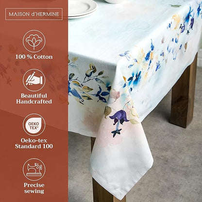 Maison d' Hermine Table Cloth Square Table 100% Cotton 60 x 60 Inches Tablecloth Reusable Decorative for Dining Room Farmhouse Home Valentines Day Decorations Spring Summer - Lazy Summer Days