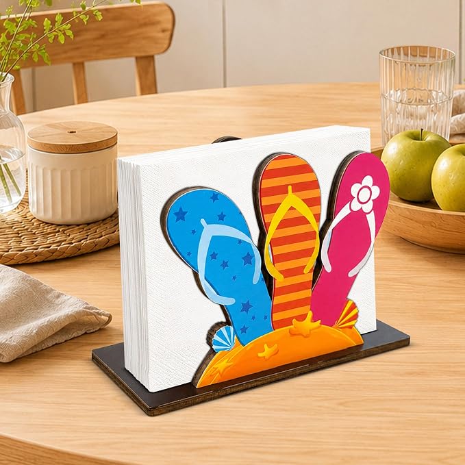 Summer Flip Flops Decor Wood Napkin Holder - Image 3