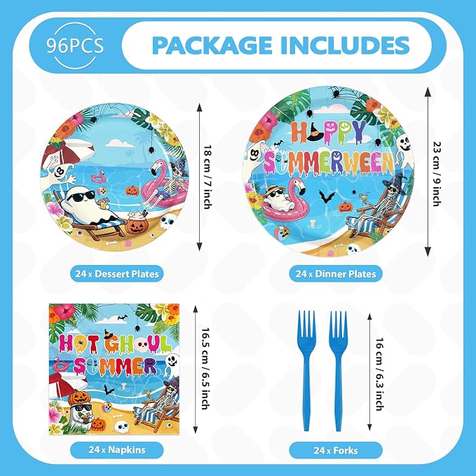 96Pcs Summer Halloween Party Decorations, Serves 24 | Halloween in Summer - Image 5