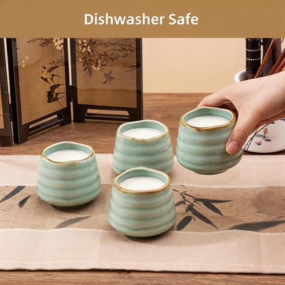 4pcs Japanese Tea Cup Set – Mini Size Cup 5OZ Ceramic Matcha Cup, Handless - Image 8