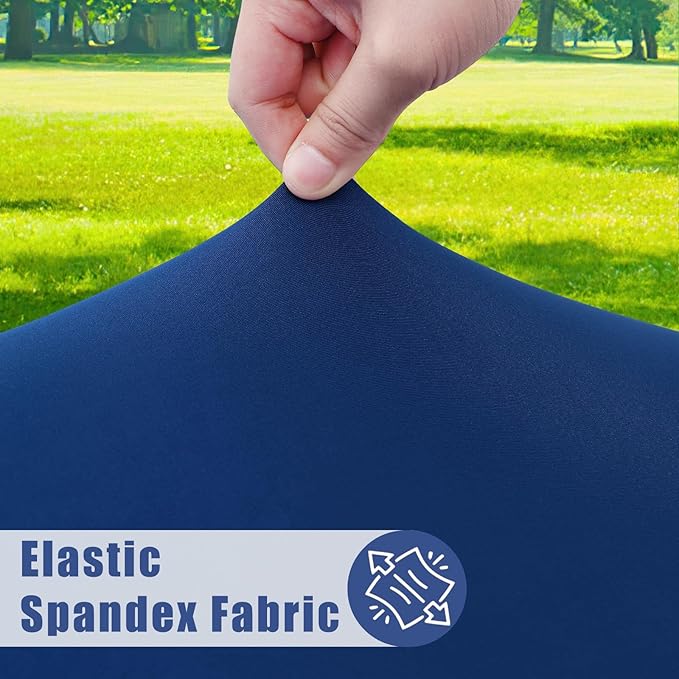 Round Spandex Tablecloth 2 Pack, Elastic Fitted Waterproof Tablecloths for 36"-44" Tables, Stretch Washable Picnic Table Cover for Camping, Dining, Indoor and Outdoor, Navy