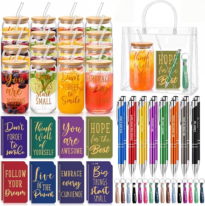 Rtteri 80 Pcs Inspirational Glass Cup Bulk Gift Set 16oz Tumbler by Rtteri