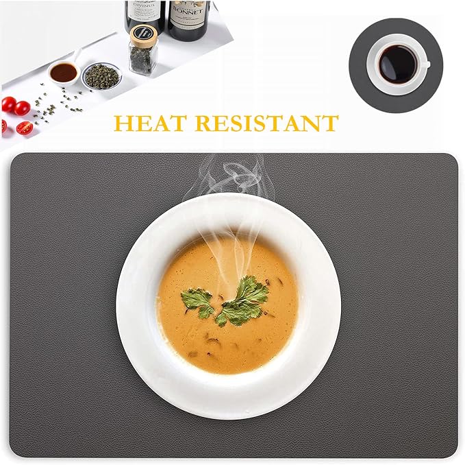 Placemats Set of 6, Faux Leather Place Mats - Image 3