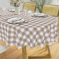 misaya Oval Waterproof Vinyl Table Cloth, Buffalo Flannel Backed Tablecloth, Wipeable Plastic Table Cover for Fall, Thanksgiving (60" x 84", Khaki and White)