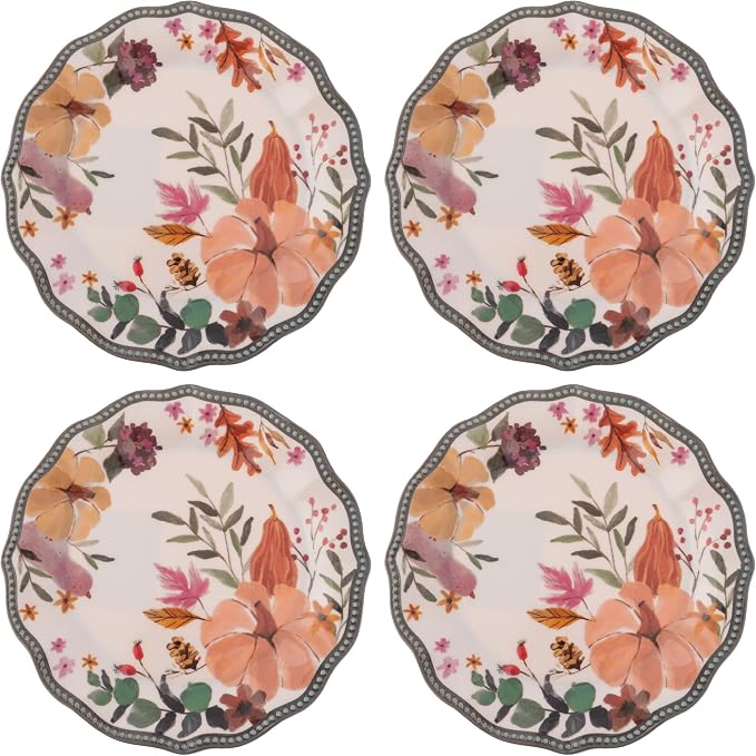 Karma, 8.75 inches Melamine Salad Plates Set of 4, Reusable Dishwasher Safe by KarmaGifts