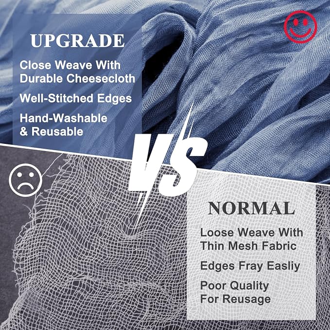 Cheesecloth Table Runner Blue 10FT Boho Gauze Runner, 6 Pack | 120 Inch Cheese - Image 4