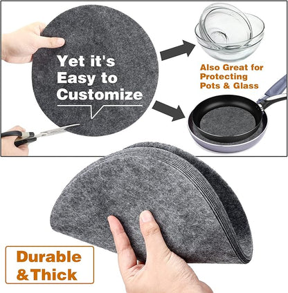 Imncya Plate Separators Storage, Set Of 60 And 3 Different Size, Thick and Premium Soft Felt Plate Dividers For China, Dish, Coffee Saucers Protecting and Stacking - Grey
