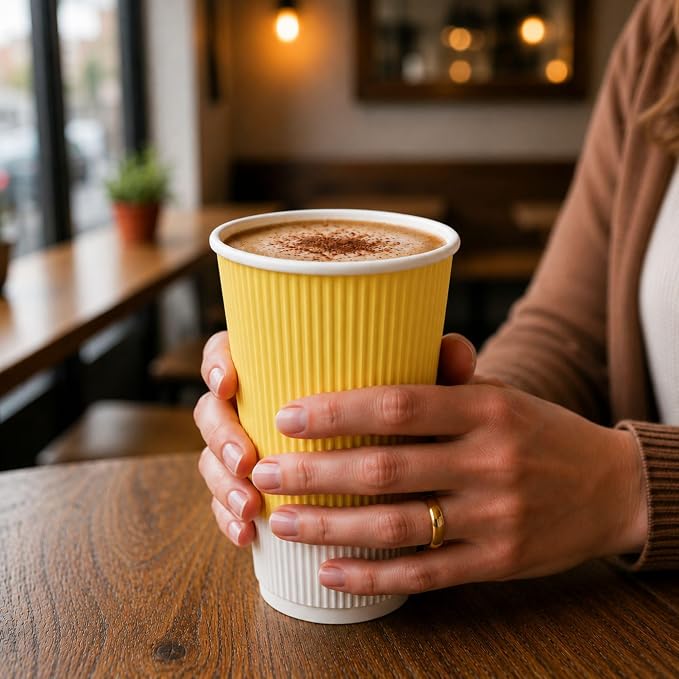 Restaurantware 16 Ounce Double Wall Disposable Coffee Cups, 500 Insulated Light - Image 5