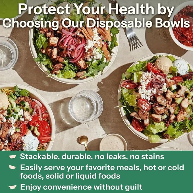 Large Disposable Bowls 48 Oz Heavy Duty Compostable Paper Bowls, Extra Large - Image 4