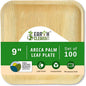 Compostable Palm Leaf Plates 9 Inch Square (100 Pack) | Disposable Biodegradable Plates Like Bamboo & Wooden | Microwave & Oven Safe | Eco-Friendly