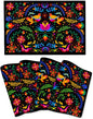 Mexican Placemats Set of 4 Linen 12"x18" Mexican Flower Decorative Kitchen Table Mats for Dining Kitchen Party Home Decor Washable Place Mats
