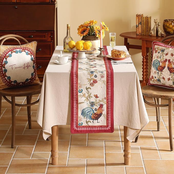 patdrea Designer Farmhouse Linen Table Runner, Rustic Cottage Mauve - Image 6